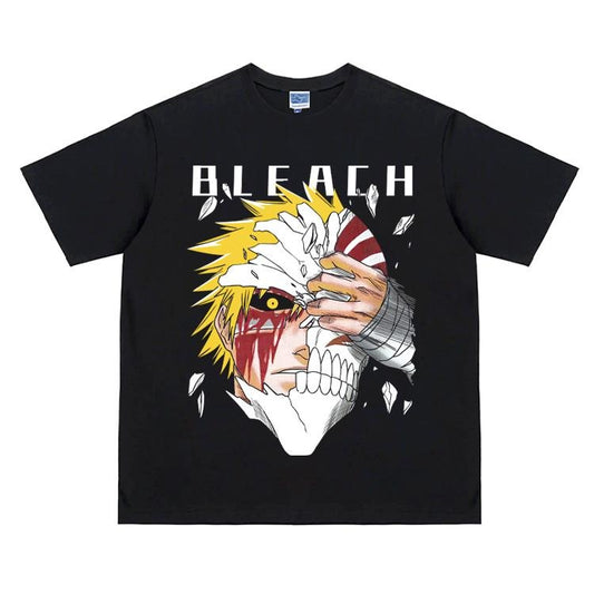 Bleach "Hollowfication Reversed" Vintage Oversized Tee Anime T-shirt 100% Cotton Original Design Men's Top for Fans Menswear Tshirt