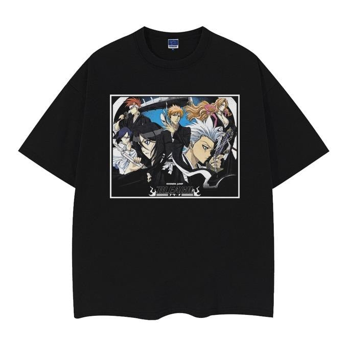Bleach "Ichigo" Heavyweight Vintage Tee 100% Cotton OVERSIZED Anime T-shirt Menswear Top Casual Streetwear Black Baggy Tshirt Tropical