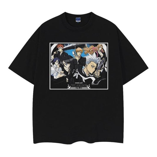 Bleach "Ichigo" Heavyweight Vintage Tee 100% Cotton OVERSIZED Anime T-shirt Menswear Top Casual Streetwear Black Baggy Tshirt Tropical