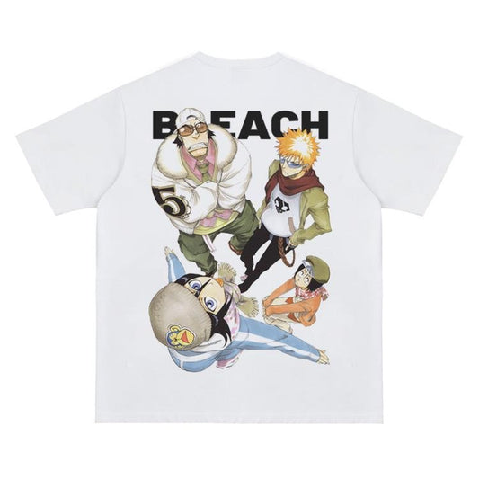 Bleach "Karakura Town Crew" Vintage Oversized Tee Anime T-shirt 100% Cotton Original Design Men's Top for Fans Menswear Tshirt