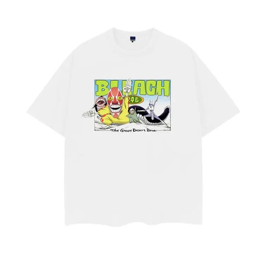 Bleach "The Great Desert Bros" Vintage Oversized Tee Anime T-shirt 100% Cotton Original Design DTG Printing men gifts vintage shirts Top White Menswear Tshirt
