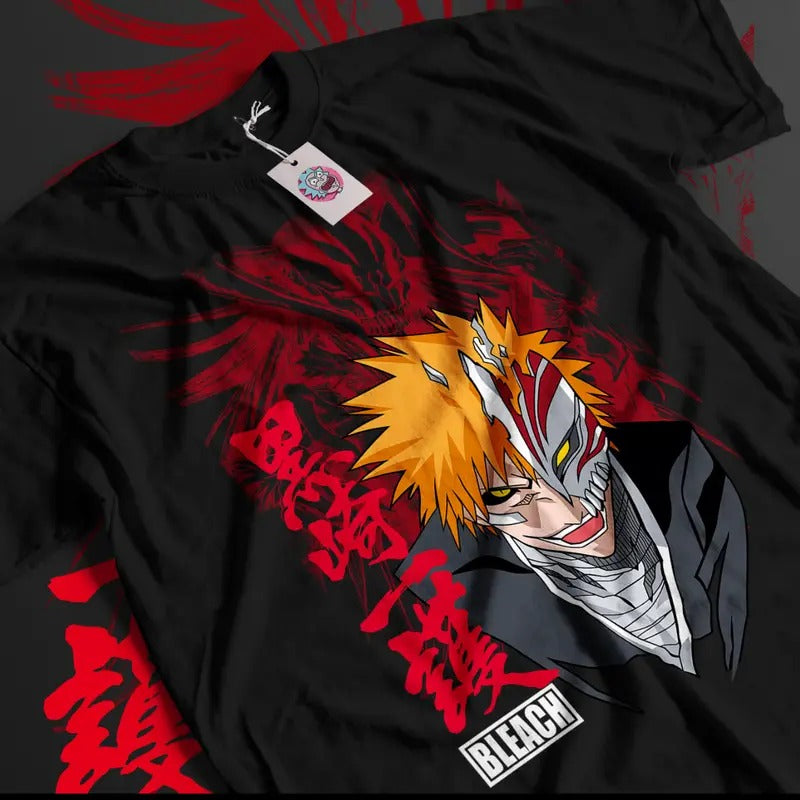 Bleach Anime T-Shirt & Sweatshirt, Ichigo Red Vasto Lorde Graphic Tee, Anime Manga Lover Gifts Ball Cotton t shirt Dragon Menswear