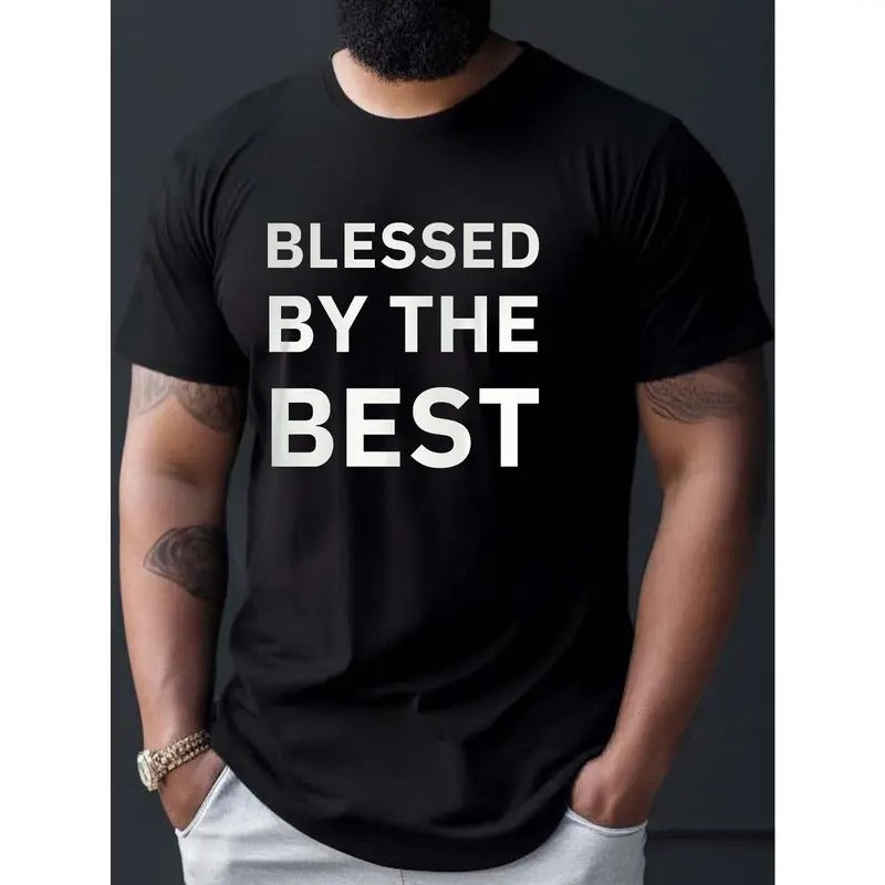 Blessed By The Best Print T Shirt, Tees For Men, Casual Short Sleeve T-shirt For Summer Made in USA Hoodie, Sweatshirt