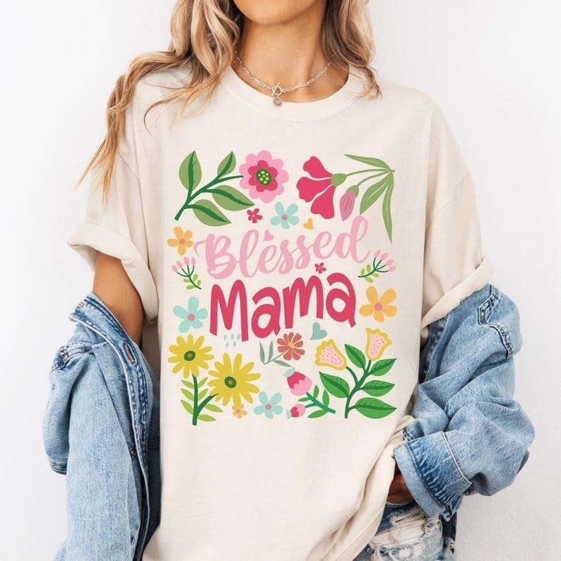 Blessed Mama, Christian Mama, Womenswear Medium T-Shirts, Hoodie, Sweatshirt | InkThreadWorks.com