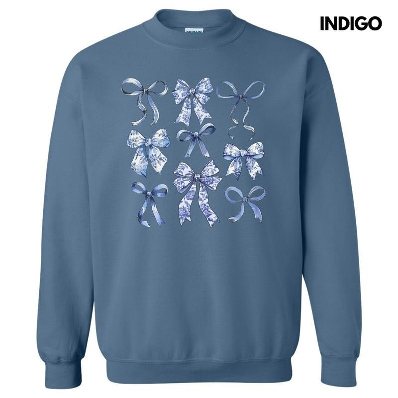 Blue Bow Coquette Collage Sweatshirt 'NLB' T-Shirts, Hoodie | InkThreadWorks.com
