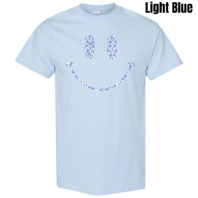 Blue Floral Smile  Gildan Short Sleeve T-Shirt 'NLB' Hoodie, Sweatshirt | InkThreadWorks.com