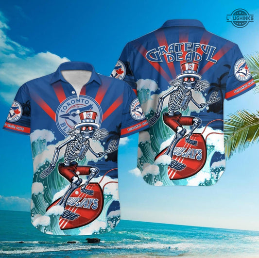 Blue Jays Grateful Dead Shirt Grateful Dead Blue Jays Hawaiian Shirt Toronto Blue Jays Shirt Inspired By Blue Jays Grateful Dead Day Blue Jays Giveaway 2023 Blue Jays Button Up Shirt