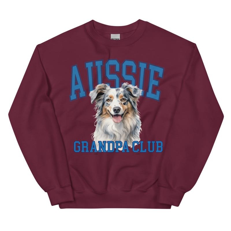 Blue Merle Aussie Grandpa Dog Sweatshirt T-Shirts, Hoodie | InkThreadWorks.com
