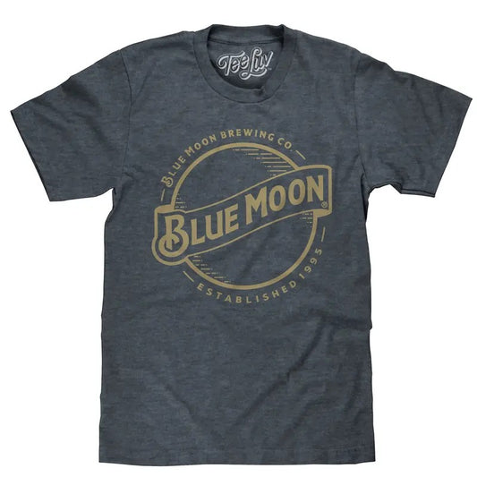 Blue Moon Gold Print Logo T-Shirt - Indigo Hoodie, Sweatshirt | InkThreadWorks.com