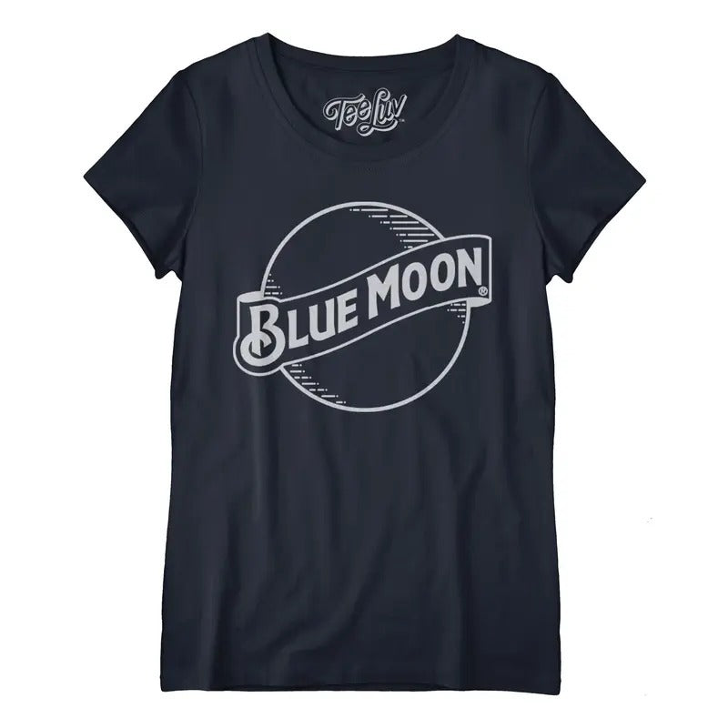 Blue Moon Logo Women's Scoopneck T-Shirt - Navy Hoodie, Sweatshirt | InkThreadWorks.com
