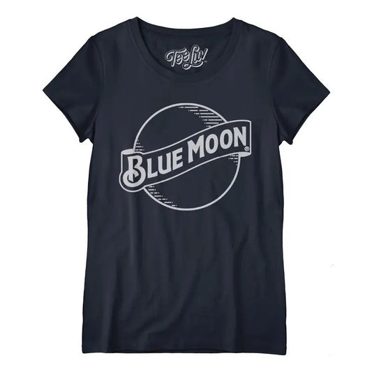 Blue Moon Logo Women's Scoopneck T-Shirt - Navy Hoodie, Sweatshirt | InkThreadWorks.com