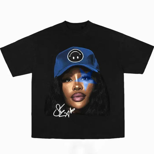 Blue Star SZA Music Graphic Tee, Sweatshirt, Hoodie Size S- 3XL,Gift For Women Top Womenswear Underwear Humen, Underwear Summer Round Neck