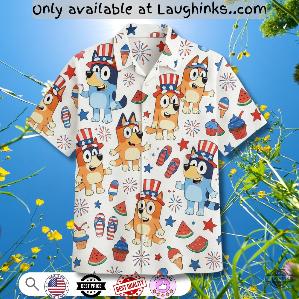 Bluey 4Th Of July 3D Hawaiian Shirt
