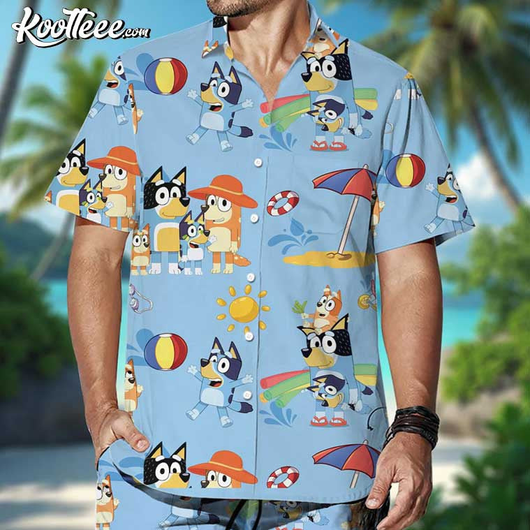 Bluey Family Summer Beach Hawaiian Shirt And Shorts
