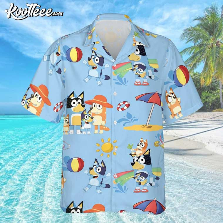 Bluey Family Summer Beach Hawaiian Shirt And Shorts