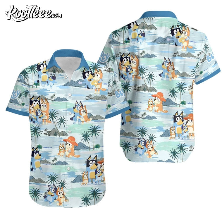 Bluey Family Summer Beach Hawaiian Shirt