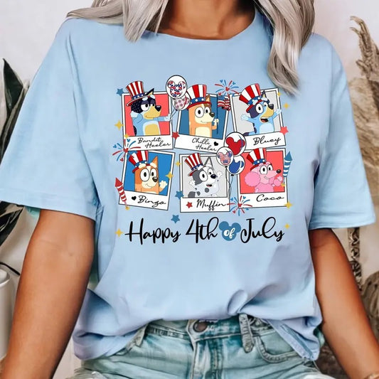 Bluey Happy 4th of July T-Shirt, Red White Bluey Fourth of July Shirt, Independence Day Shirt, Bluey 4th of July, Unisex...