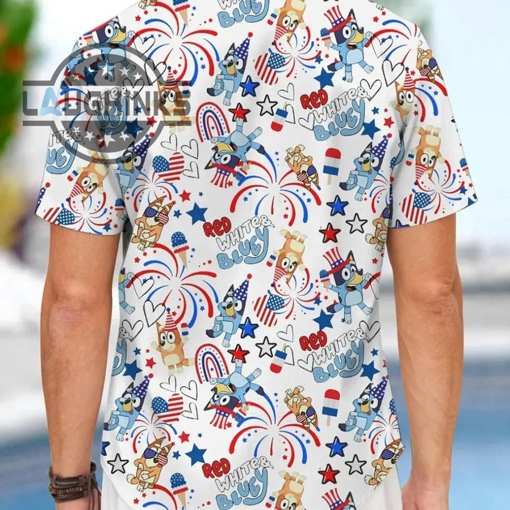 Bluey Hawaiian Shirt And Shorts Men’s 4Th Of July Shirts Perfect Independence Day Gift
