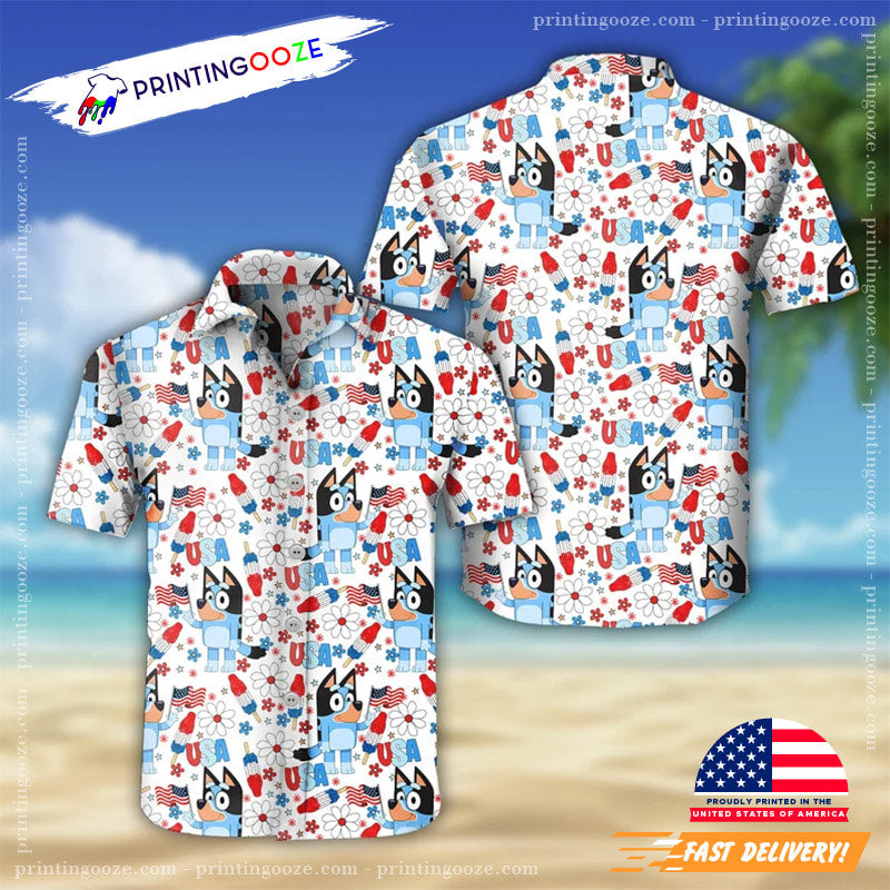 Bluey Hawaiian Shirt, Bluey 4Th Of July Shirt