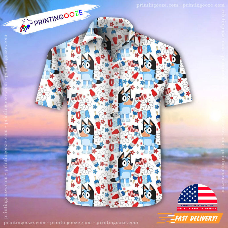 Bluey Hawaiian Shirt, Bluey 4Th Of July Shirt