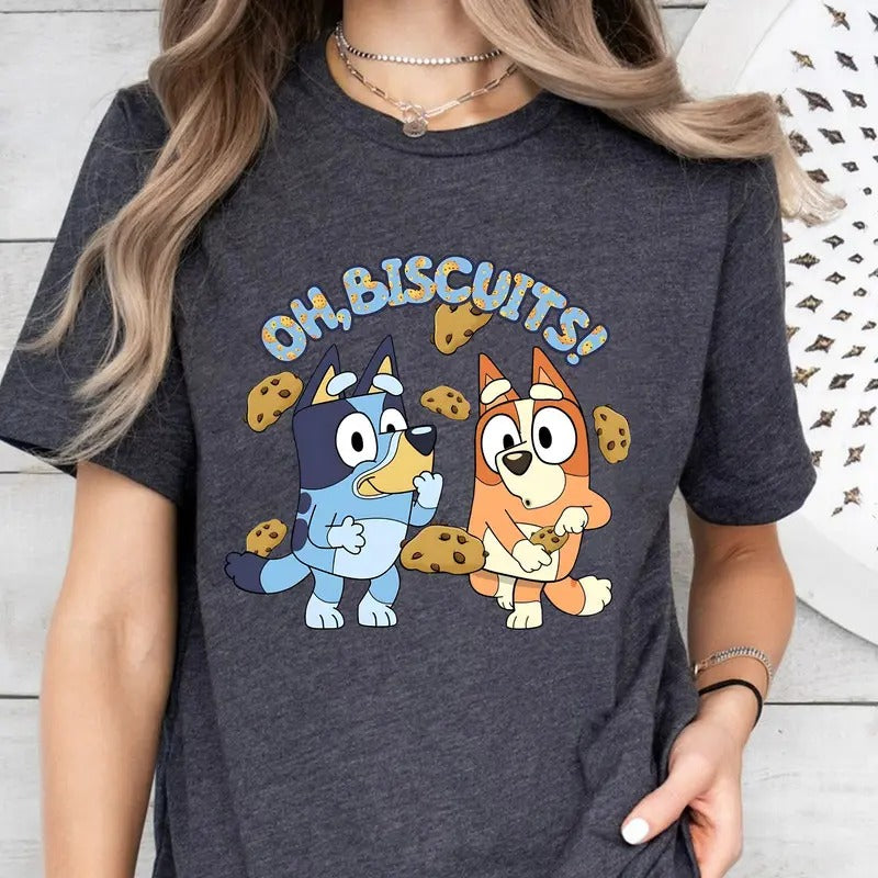 Bluey Oh Biscuits Shirt, Bluey Bingo Shirt, Bingo shirt, Oh Biscuits, Mum Dad Bluey T-Shirt, Blue Dog Shirt, Bluey...