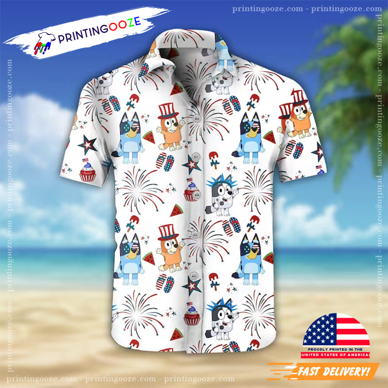 Bluey Patriotic 4th Of July Hawaiian Shirt