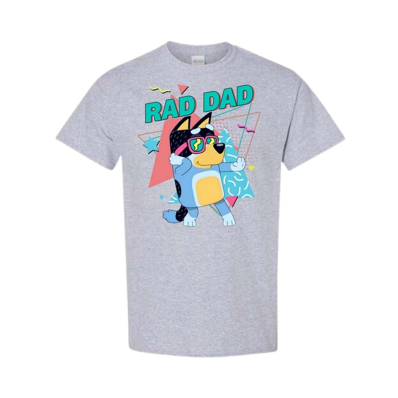 Bluey Rad Dad T-Shirt, Dad Birthday Gift, Bluey Dad T-shirt, Fathers Day Shirt, For Men Classic Cotton, Bluey Bandit Graphic Tee,  Full Color, Full Size