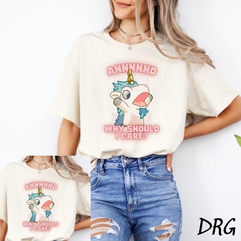 Bluey T-Shirt DRG, Bluey Unicorse Top, And Why Should I Care, Bluey Tops, Bluey Grannies T-shirt DRG, Bluey Top, Unicorse...