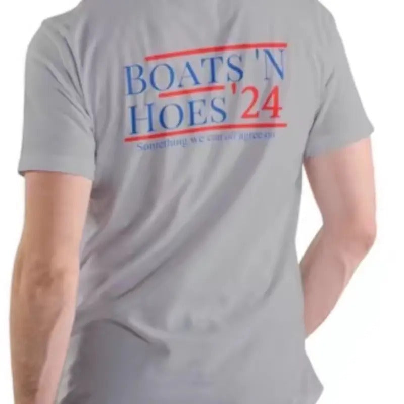 Boats and Hoes 2024 Unisex T-Shirt Cotton Casual Top with Red and Blue Print Hoodie, Sweatshirt | InkThreadWorks.com