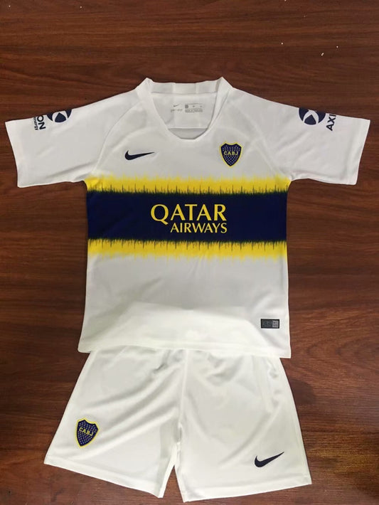 Boca away white kids soccer jersey 18-19 season
