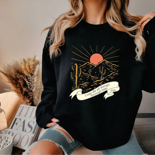 Boho Christian Sweatshirts, Christian Sweatshirt, Bible Verse Shirt, Jesus Apparel, Faith Based Shirt Medium Polyester...