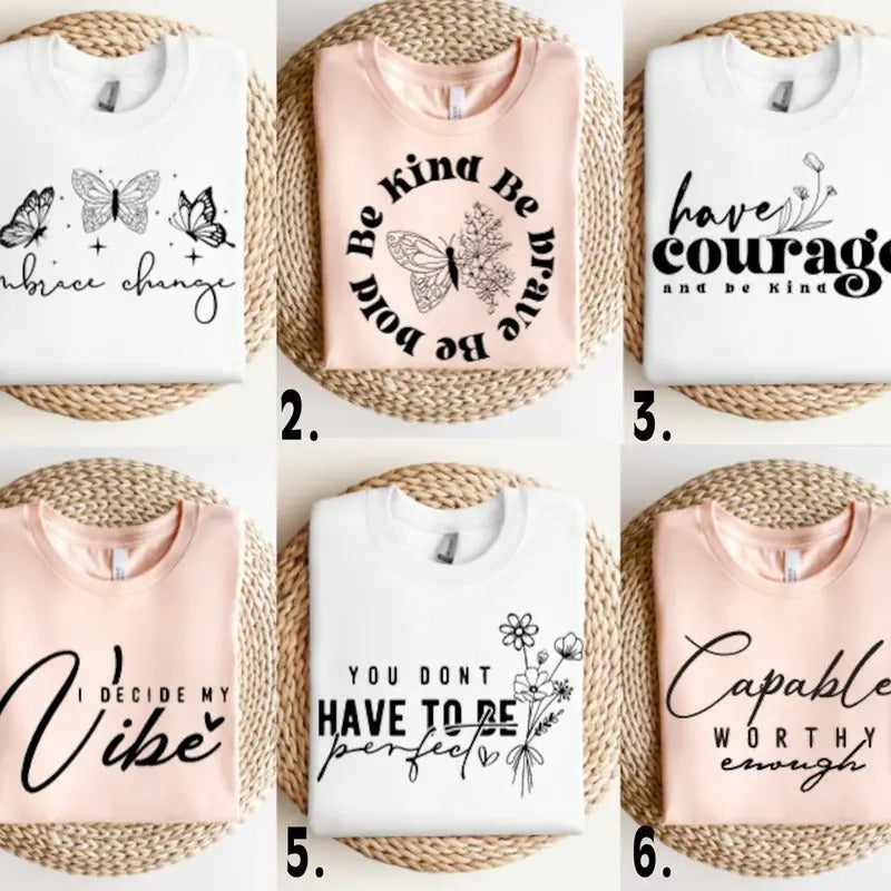 Boho Inspirational, Bundle, Positive Affirmations , Kindness , Always you Worthy Matter Enough , Floral Quotes T-Shirts,...