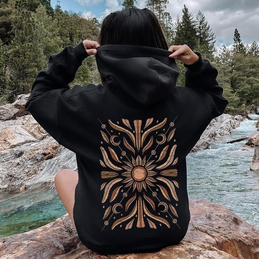Boho Radiant Sun Hoodie T-Shirts, Sweatshirt | InkThreadWorks.com
