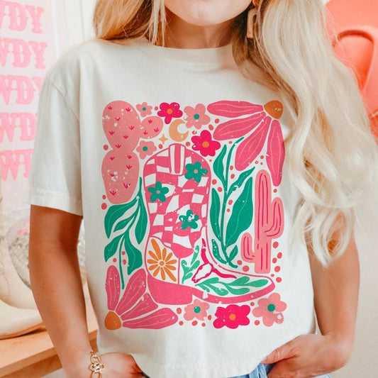 Boho cowgirl boot and flowers T Shirt Hoodie Sweater and Shirt bundle, retro flower Shirt, retro western Shirt, boho...
