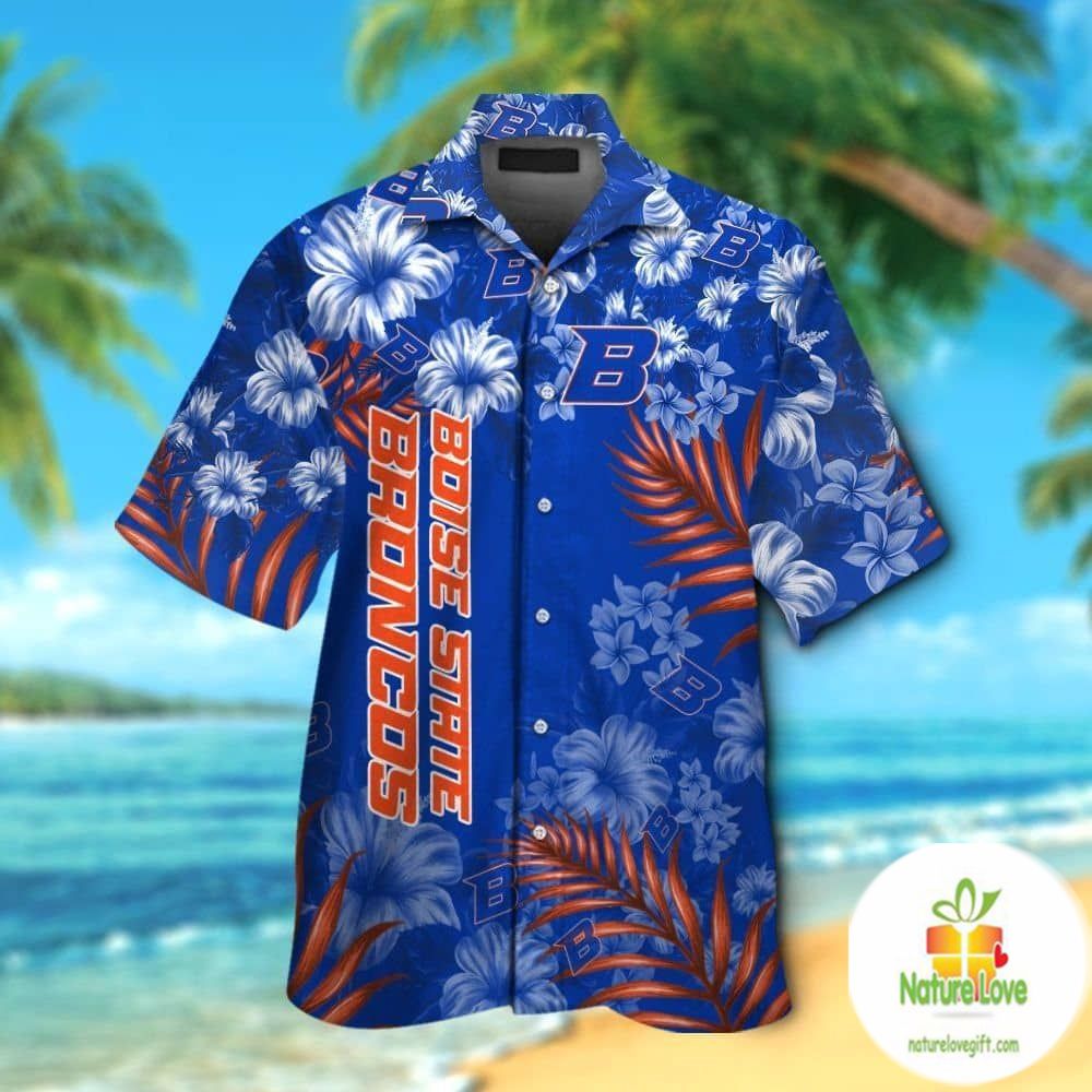 Boise State Broncos Hawaiian Shirt Tropical Aloha Button Up Short Sleeve