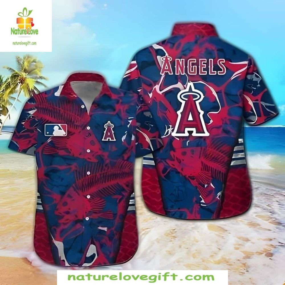 Los Angeles Angels MLB Hawaiian Shirt Bold Red Fish Scale Tropical Baseball Apparel