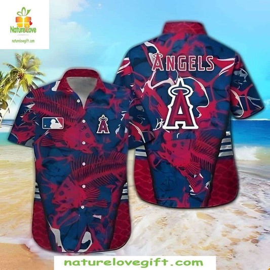Los Angeles Angels MLB Hawaiian Shirt Bold Red Fish Scale Tropical Baseball Apparel