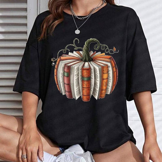 Book Fall Pumpkin T-Shirt, Book Pumpkin Tee, Teacher Fall SweatShirt, Book Lover Gift, Pumpkin Season Hoodieshirt Hoodie