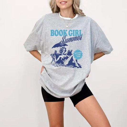 Book Girl Summer Shirt | Beach Book Lover Summer Bookish Funny Reader Oversized Beach Shirt Bookish Vacation Shirt Coconut Girl Romance Book