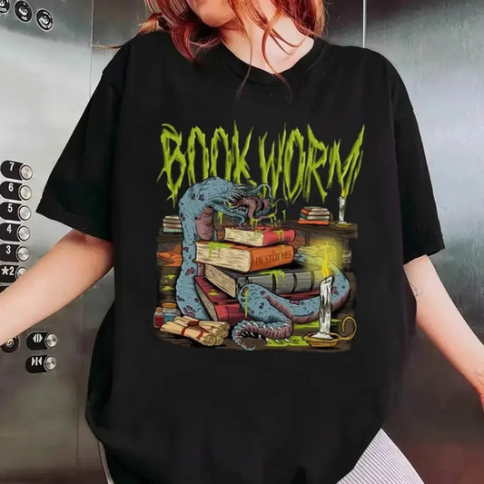 Book Worm Graphic Tee, Booktok, Gift For Readers, Bookish, Book Lover, Gift For Teacher, Unisex Short Sleeve Tee Womenswear Cotton Women Lady