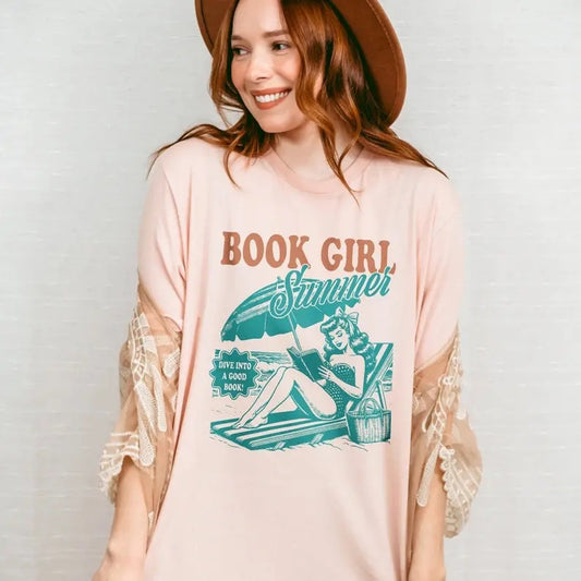 Bookish Tees Book Girl Summer Shirt, Beach Book Lover Summer Bookish Teacher Tshirt Book Gift Beach Shirt Bookish...