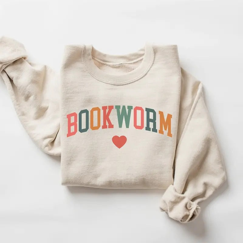 Bookworm Sweatshirt, Cute Teacher Books Lover Sweatshirt, ESL Teacher Sweatshirt, Reading Shirt  V9719 Hoodie