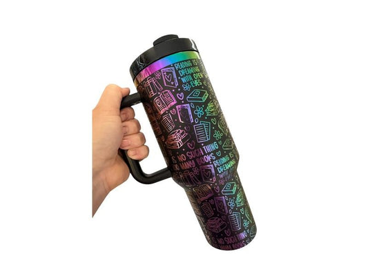Bookworm's Dream Holographic Tumbler | Reading Is Dreaming With Open Eyes | Book Lover Gift