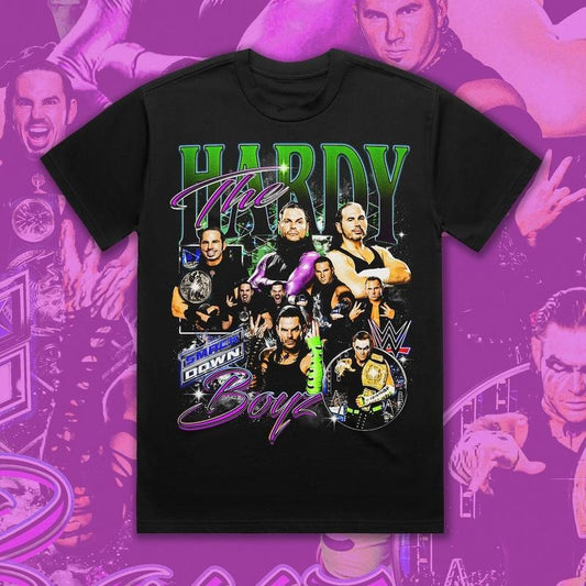 Bootleg Vintage 90s Style The Hardy Boyz T-Shirt WWE Wrestling Matt & Jeff Hardy Casual Classic Cotton Fabric