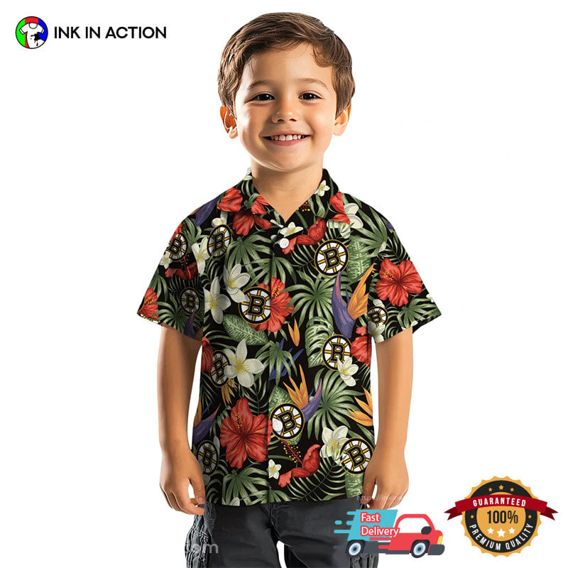Boston Bruins Floral Hibiscus Hawaiian Shirt