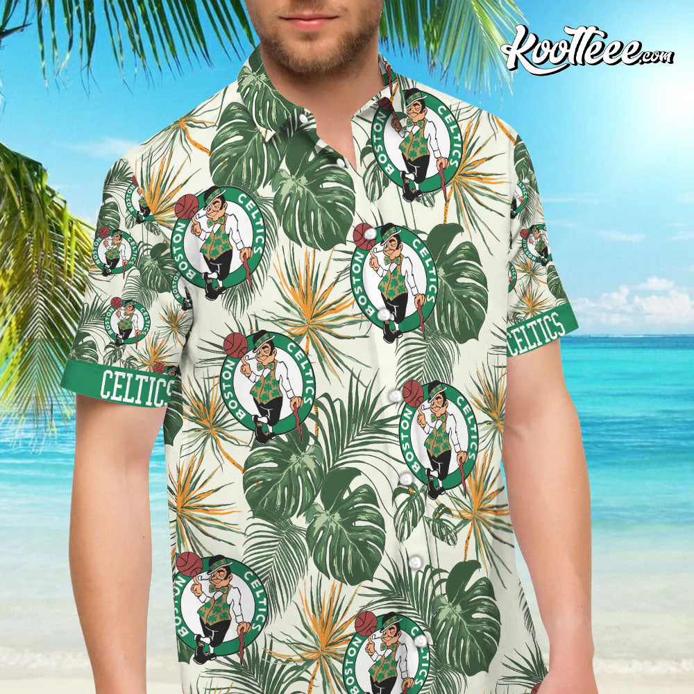 Boston Celtics Tropical Flower Short Sleeve Hawaiian Shirt Shorts