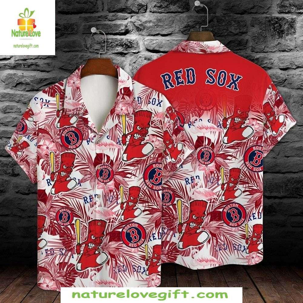 Boston Red Sox Hawaiian Shirt Pink Flower Baseball Graphic MLB Aloha Shirt