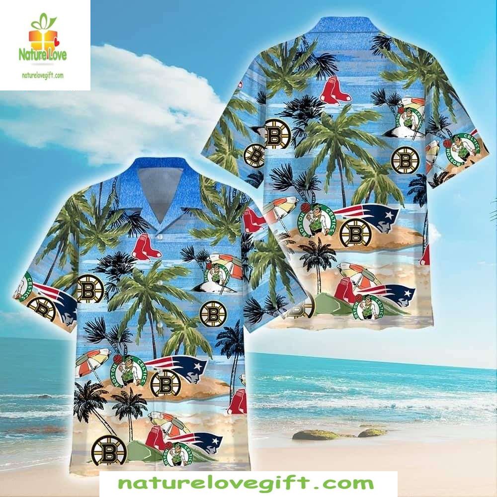 Boston Red Sox Hawaiian Shirt Tropical Beach MLB Baseball Apparel ZK5CA9L1