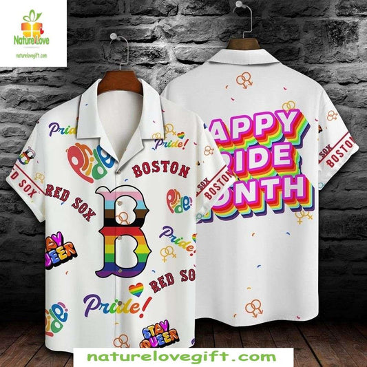 Boston Red Sox Rainbow Pride Hawaiian Shirt MLB Baseball Apparel