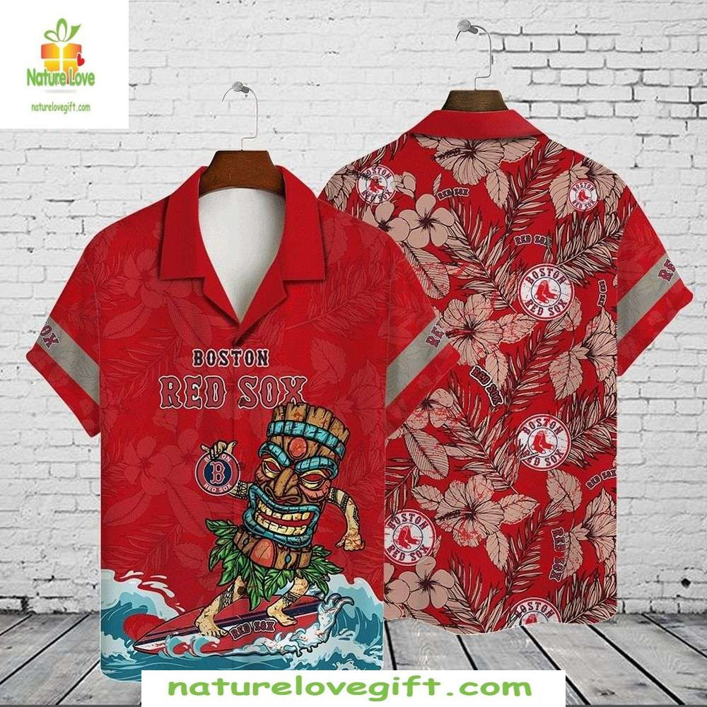 Boston Red Sox Hawaiian Shirt MLB Aloha Baseball Apparel Tiki Surfer